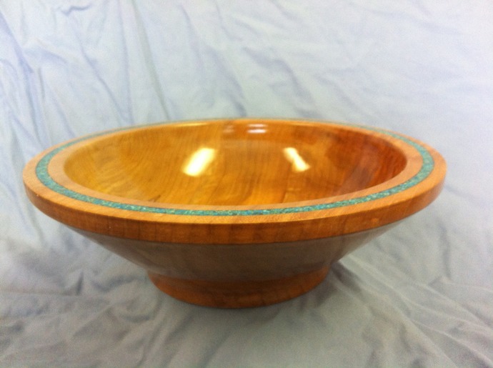 Original Maple with turquoise inlay bowl photograph from Four B’s Farm, 10 × 3 in