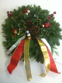 Original photograph of a Noble fir and Western red cedar wreath